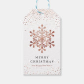 Kunstmatige sneeuwvlokken voor roos met kerstmis cadeaulabel (Voorkant)