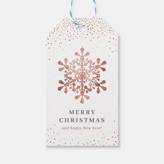 Kunstmatige sneeuwvlokken voor roos met kerstmis cadeaulabel (Voorkant)