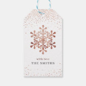 Kunstmatige sneeuwvlokken voor roos met kerstmis cadeaulabel (Achterkant)