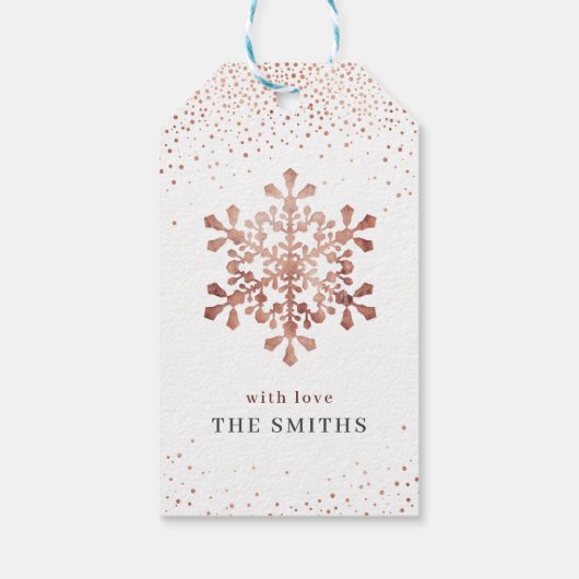 Kunstmatige sneeuwvlokken voor roos met kerstmis cadeaulabel (Achterkant)