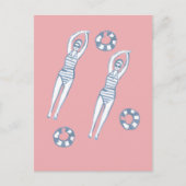 Kunstmatige snychro-zwemmers Blauwe illustratie Briefkaart (Voorkant)