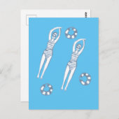 Kunstmatige snychro-zwemmers Blauwe illustratie Briefkaart (Voorkant / Achterkant)