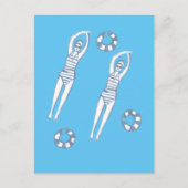 Kunstmatige snychro-zwemmers Blauwe illustratie Briefkaart (Voorkant)