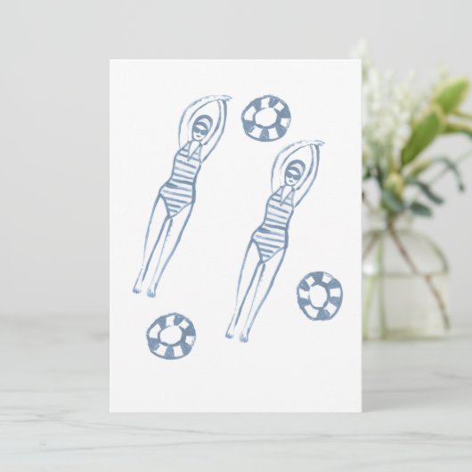 Kunstmatige snychro-zwemmers Blauwe illustratie Kaart (Staand voorkant)