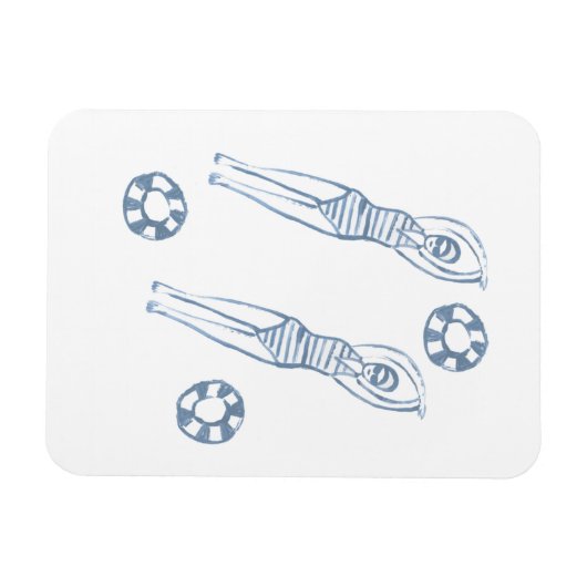 Kunstmatige snychro-zwemmers Blauwe illustratie Magneet (Horizontaal)