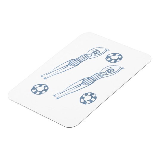 Kunstmatige snychro-zwemmers Blauwe illustratie Magneet (Linkerzijde)