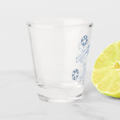 Kunstmatige snychro-zwemmers Blauwe illustratie Shot Glas (Links)