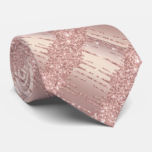 Kunstmatige Stropdas Roos Gold Blush Glitter Spark (Opgerold)