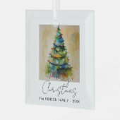 Kunstmatige tekening van de kerstboom met feesteli glas ornament (Voorkant links)