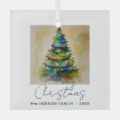 Kunstmatige tekening van de kerstboom met feesteli glas ornament (Voorkant)