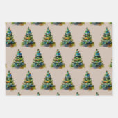 Kunstmatige tekening van de kerstboom met feesteli inpakpapier vel (Voorkant 2)