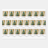 Kunstmatige tekening van de kerstboom met feesteli inpakpapier vel (Voorkant)