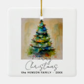 Kunstmatige tekening van de kerstboom met feesteli keramisch ornament (Achterkant)