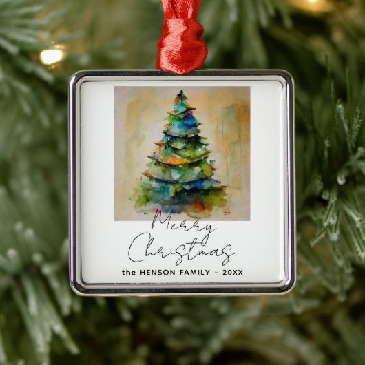 Kunstmatige tekening van de kerstboom met feesteli metalen ornament (Boom)