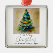 Kunstmatige tekening van de kerstboom met feesteli metalen ornament (Voorkant)