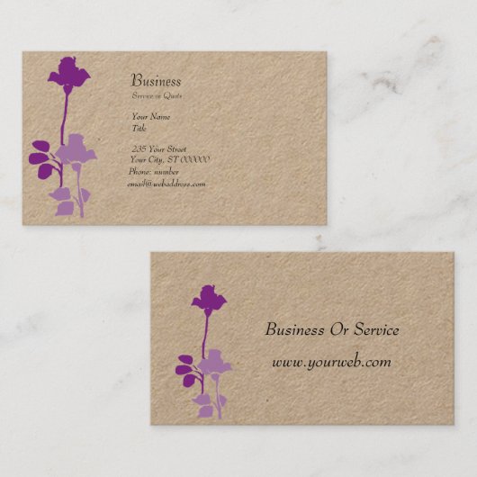 Kunstmatige unieke Paarse Rozen buds Waterverf Visitekaartje (Voorkant / Achterkant)