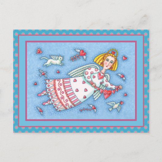 KUNSTMATIGE VALENTIJN, KAT EN VLIEGTUIG FEESTDAGENKAART (Voorkant)