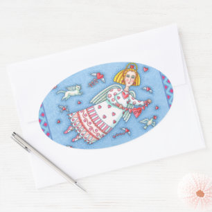 KUNSTMATIGE VALENTIJN, KAT EN VLIEGTUIG OVALE STICKER