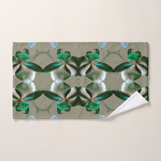 Kunstmatige ventilator in blauwe, groene en grijze bad handdoek (Handdoek)