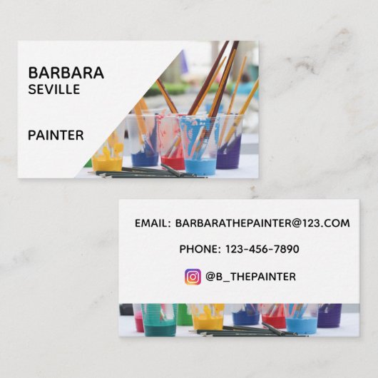 Kunstmatige Visitekaartje met verfpenselen (Voorkant / Achterkant)
