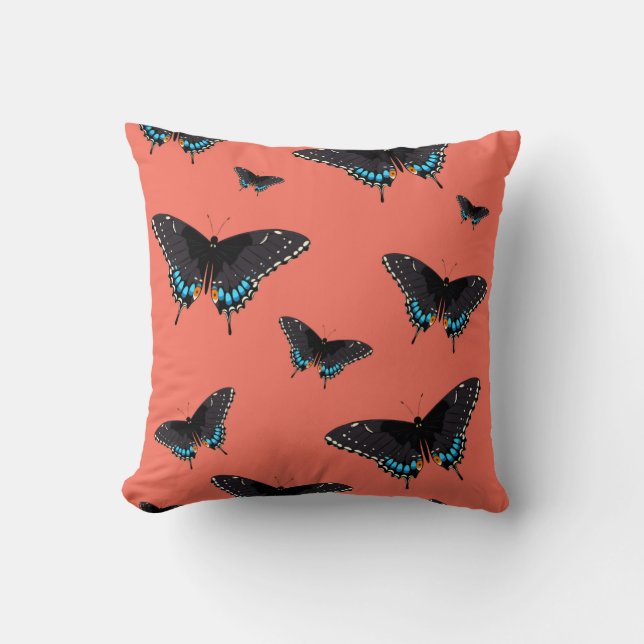 Kunstmatige vlinder Prints roze vlinderdwars Kussen (Voorkant)