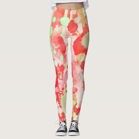 Kunstmatige waterverf abstract patroon leggings (Voorkant)