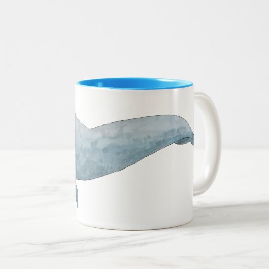 Kunstmatige Waterverf Blauwe Groot Tweekleurige Koffiemok (Voorkant rechts)