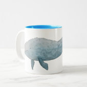 Kunstmatige Waterverf Blauwe Groot Tweekleurige Koffiemok (Voorkant links)