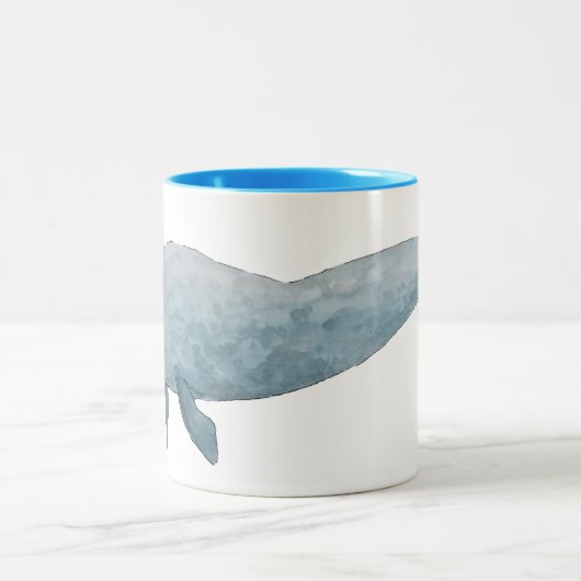 Kunstmatige Waterverf Blauwe Groot Tweekleurige Koffiemok (Center)