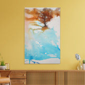 Kunstmatige Waterverf Boom met handschilderde pen Canvas Afdruk (Insitu (Woonkamer))