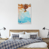 Kunstmatige Waterverf Boom met handschilderde pen Canvas Afdruk (Insitu (Slaapkamer))