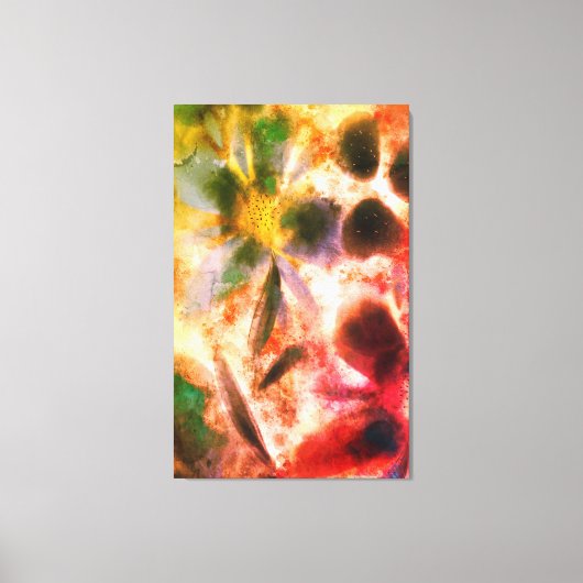 Kunstmatige Waterverf en mousserende bloemen Canvas Afdruk (Voorkant)