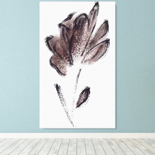Kunstmatige Waterverf - Floral schilderen Canvas Afdruk (Insitu (Houten vloer))