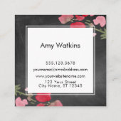 Kunstmatige Waterverf Flowers Chalkboard Achtergro Vierkante Visitekaartje (Achterkant)