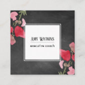 Kunstmatige Waterverf Flowers Chalkboard Achtergro Vierkante Visitekaartje (Voorkant)
