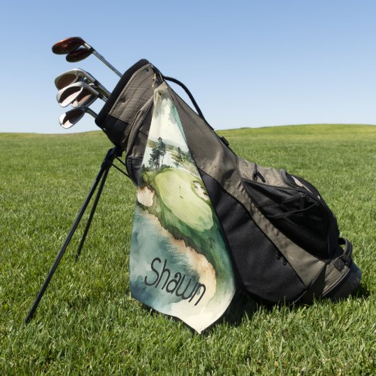 Kunstmatige waterverf golfbaan golfhanddoek (Groen)