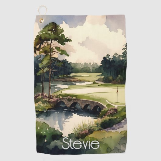 Kunstmatige waterverf golfbaan golfhanddoek (Voorkant)