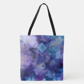 Kunstmatige Waterverf in Purples and Blues Tote Bag (Voorkant)