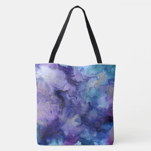 Kunstmatige Waterverf in Purples and Blues Tote Bag (Achterkant)