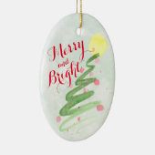 Kunstmatige Waterverf kerstboom Achterfoto Keramisch Ornament (Rechts)