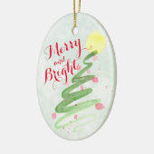 Kunstmatige Waterverf kerstboom Achterfoto Keramisch Ornament (Links)