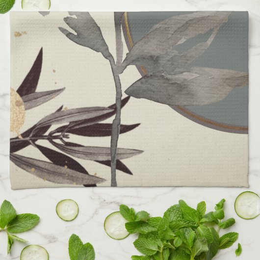 Kunstmatige Waterverf laat over | Sage Green & Ivo Theedoek (Gevouwen)