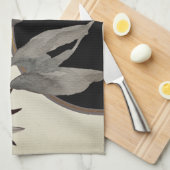 Kunstmatige Waterverf laat over | Zwart en ivoor Theedoek (Quarter Fold)