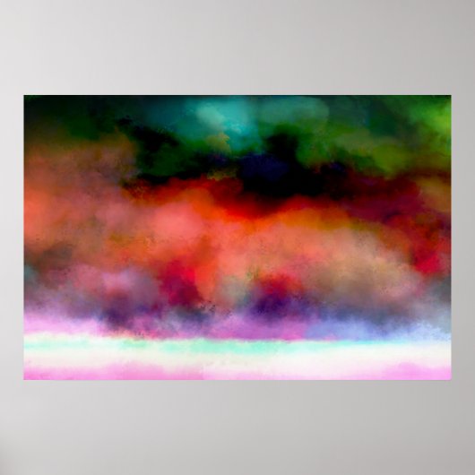 Kunstmatige Waterverf Landschap Clouds en Zee Poster (Voorkant)