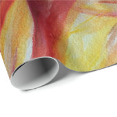 Kunstmatige Waterverf rood geel ompakken papier (Rol Hoek)