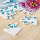 Kunstmatige waterverf schedel en bloemen legpuzzel (Zijkant)