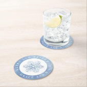 Kunstmatige Waterverf Snowflake blauw kerstfeest Ronde Kartonnen Onderzetter (Insitu)