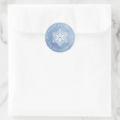 Kunstmatige Waterverf Snowflake blauw kerstfeest Ronde Sticker (Tas)