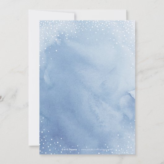 Kunstmatige Waterverf Snowflake Blue-kerstkaarten Kaart (Achterkant)