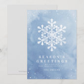 Kunstmatige Waterverf Snowflake Blue-kerstkaarten Kaart (Voorkant / Achterkant)